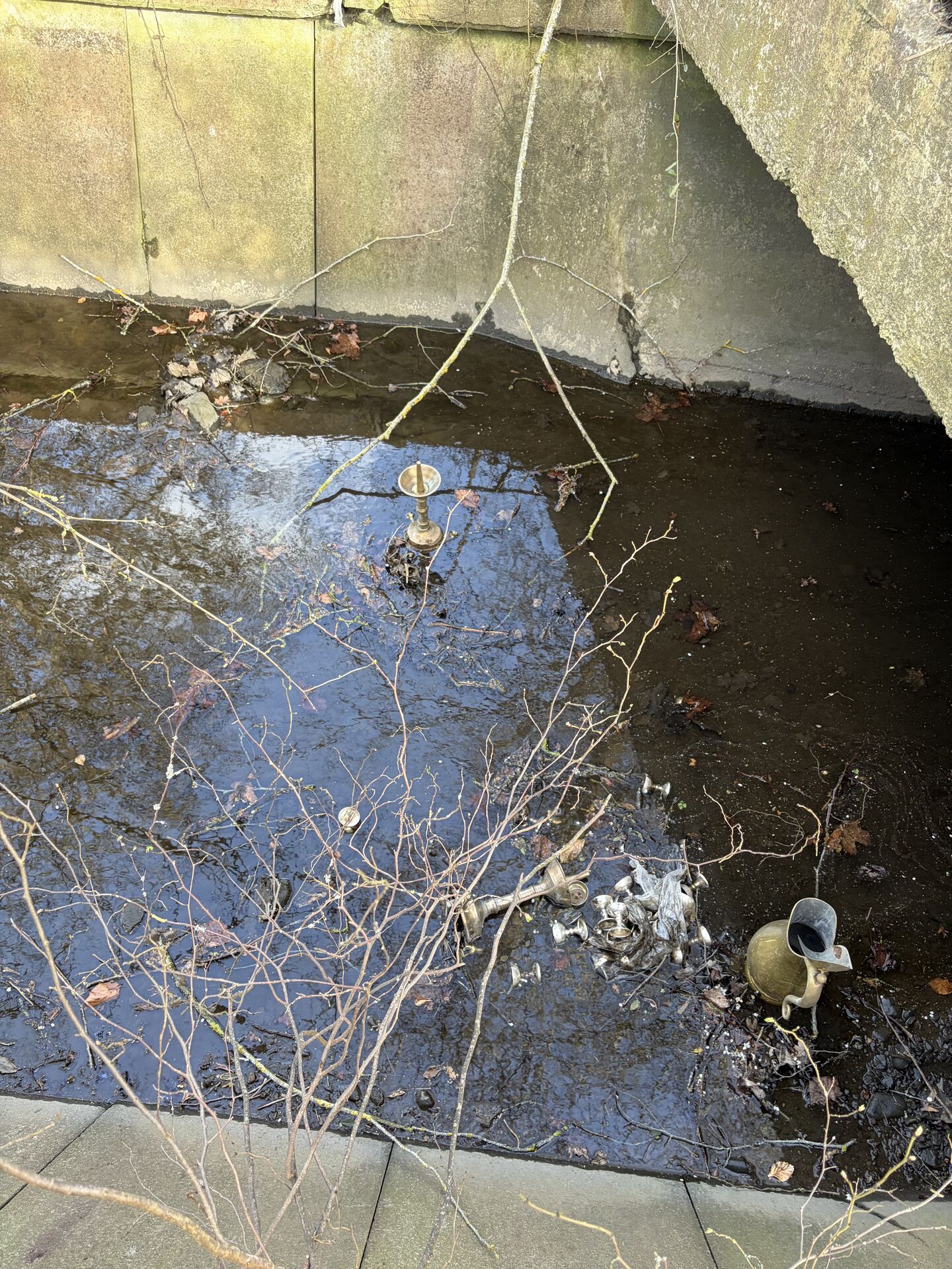 Præst tog selv affære og fiskede stjålent kirkesølv op af vandløb