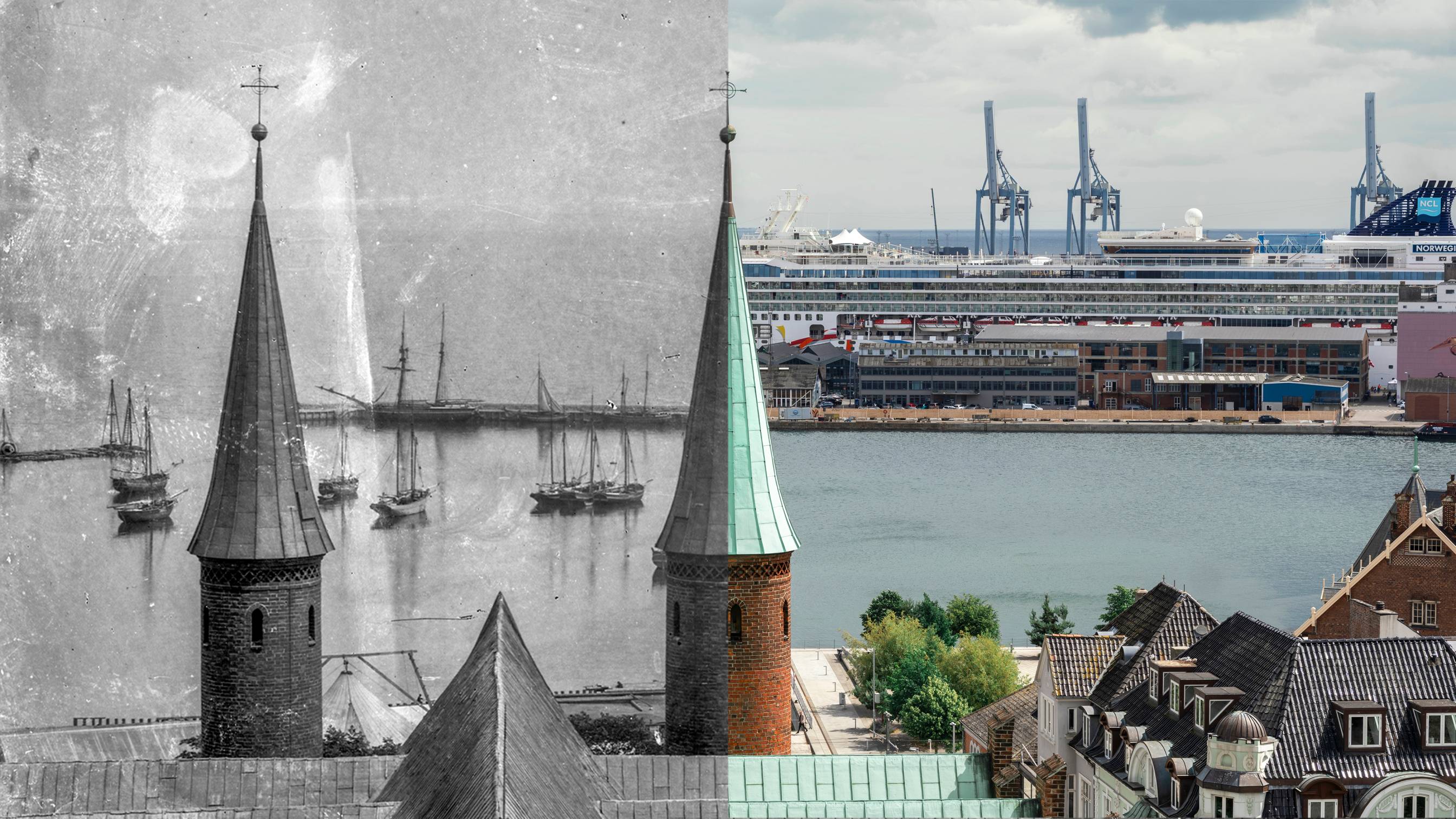 Engang var der markedsboder langs åen. Fotograf har genskabt gamle fotos af Aarhus