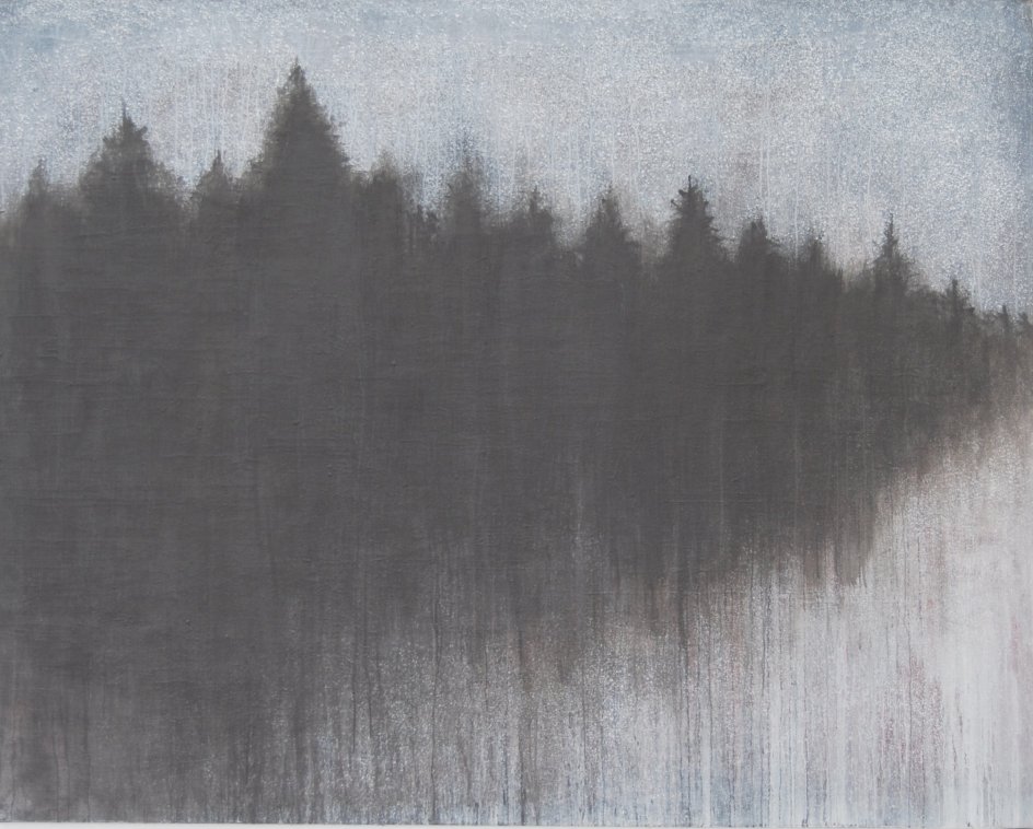 Naturen er den dybeste tilskyndelse til, at Inge Lise Westman maler og modellerer. Og i sidste ende er hendes kunst båret af en ambition om selv at blive en slags natur. Her ses værket ”Mørke graner” fra 2009.