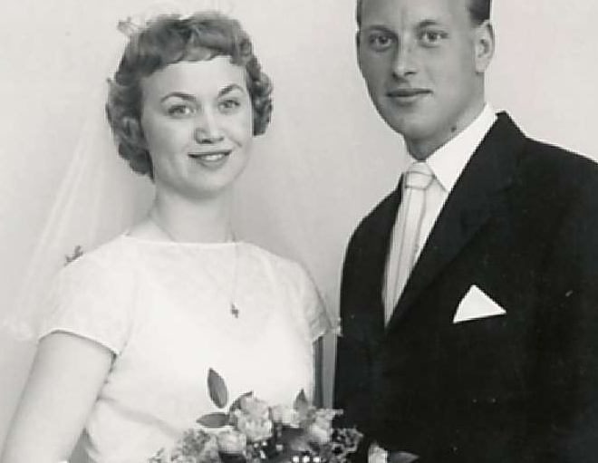 Lis og Børge Carlsens blev gift den 17. maj 1958. Privatfoto.