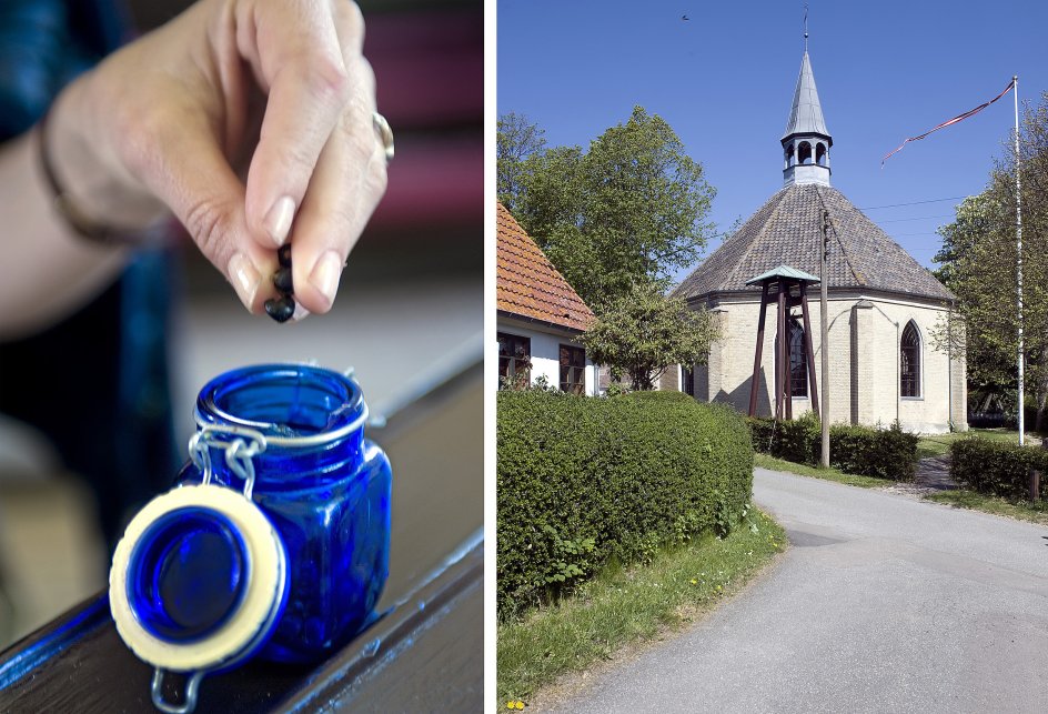 I 1846 fik Nyord en kirke bevilliget af kong Christian den 8. efter pres fra provsten i Stege, som fandt noorboerne ugudelige. Kirken er åben fra morgen til aften.  På vejen til Nyord kan man plukke enebær og bære dem til kirken, hvor man kan gemme bekymringerne i et glas i bekymringsløshedens blå farve. 