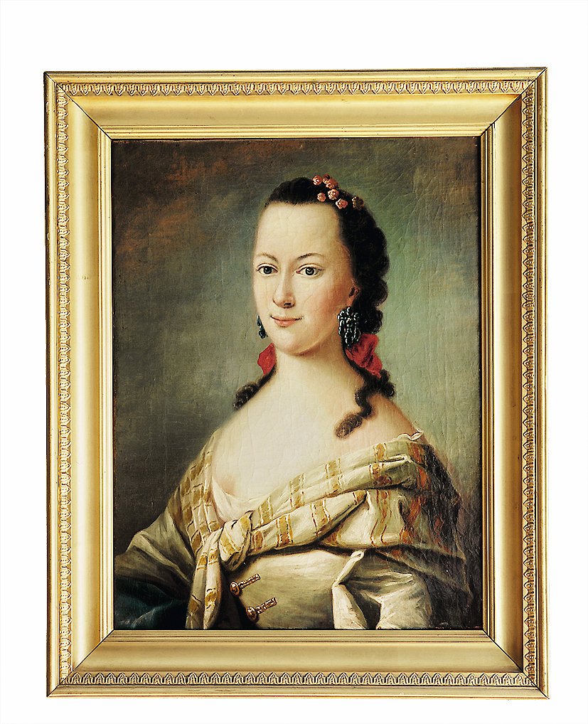 Karen de Lichtenberg (1739-1807) blev enkefrue i 1777, men førte godset Bidstrup videre på egen hånd. Og så elskede hun chokolade. – Maleri: C.G. Pilo/privateje.