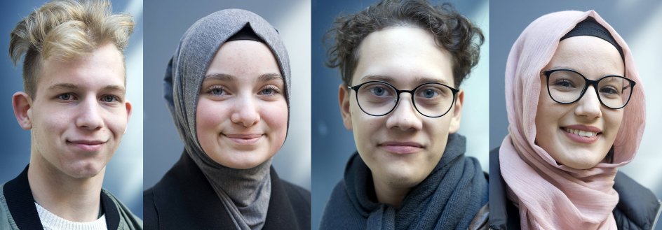 Fire af de 22 unge jøder og muslimer, der deltager i De nye stemmer. 