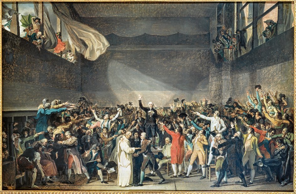 Den 20. juni 1789 aflagde den franske borgerstand ed på, at den ville kæmpe for en fransk forfatning. Herefter var Den Franske Revolution en realitet. Dette maleri er af den franske kunstner Jacques-Louis David.