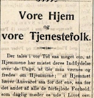 En frue skrev i januar 1900 i avisen om tjeneste-pigernes upassende tøj.
