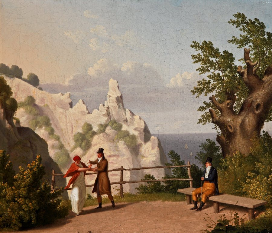 Anmelderen savner, at der i ”Danmarks billeder” kan findes en konkret analyse af C.W. Eckersbergs berømte maleri ”Møns Klint. Udsigt til Sommerspiret” fra 1809.