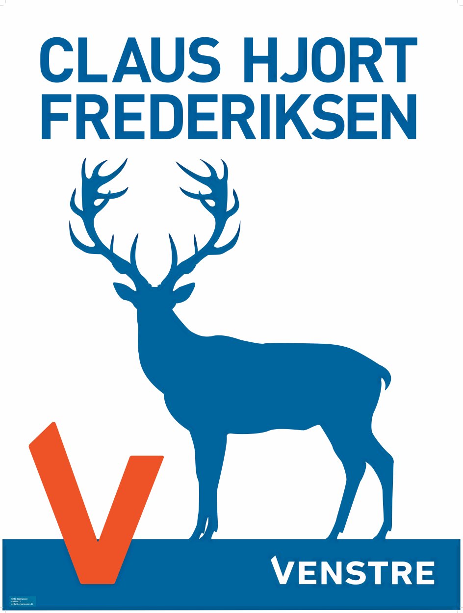Claus Hjort Frederiksen (V) har fået lavet en valgplakat, der skiller sig ud i gadebilledet.
