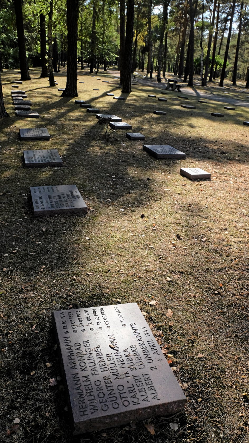 De fleste grave bærer teksten ”Ukendte, april 1945”. Men adskillige sten, cirka en tredjedel af dem, bærer også navn og dato for fødsel og død, og man får blik for, at mange af soldaterne blot var store drenge.