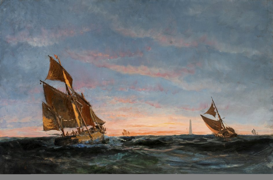 At Drachmanns maleri har holdt, og at det har holdt betydeligt bedre end mange andre Skagensmaleres, er uomtvisteligt. Her er det kunstnerens ”Kuttere ud for Skagen”, uden årstal. –