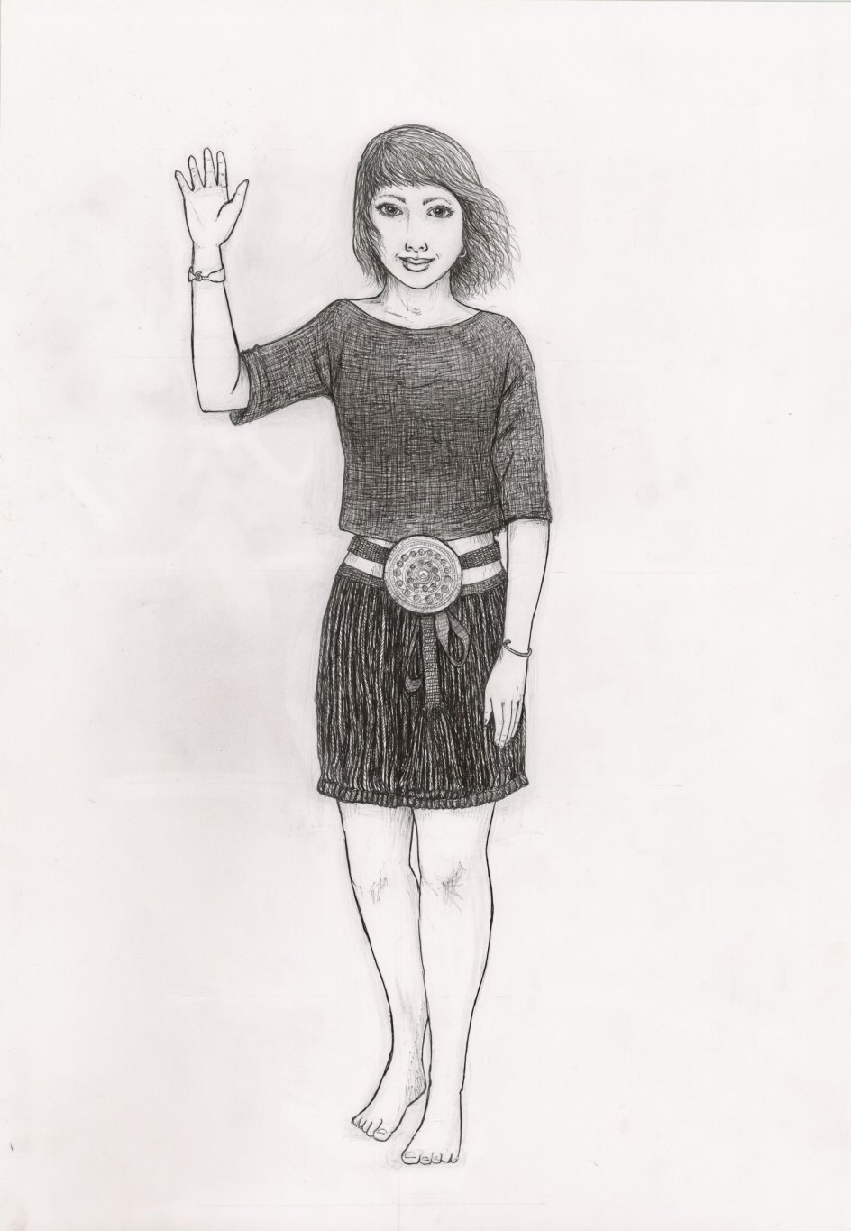 Til Vejlemuseernes udstilling om Egtvedpigen har tegneren Marie Paugan lavet dette bud på, hvordan hun så ud, da hun var i live i bronzealderen. – Illustration Kejthåndet/Marie Paugan.