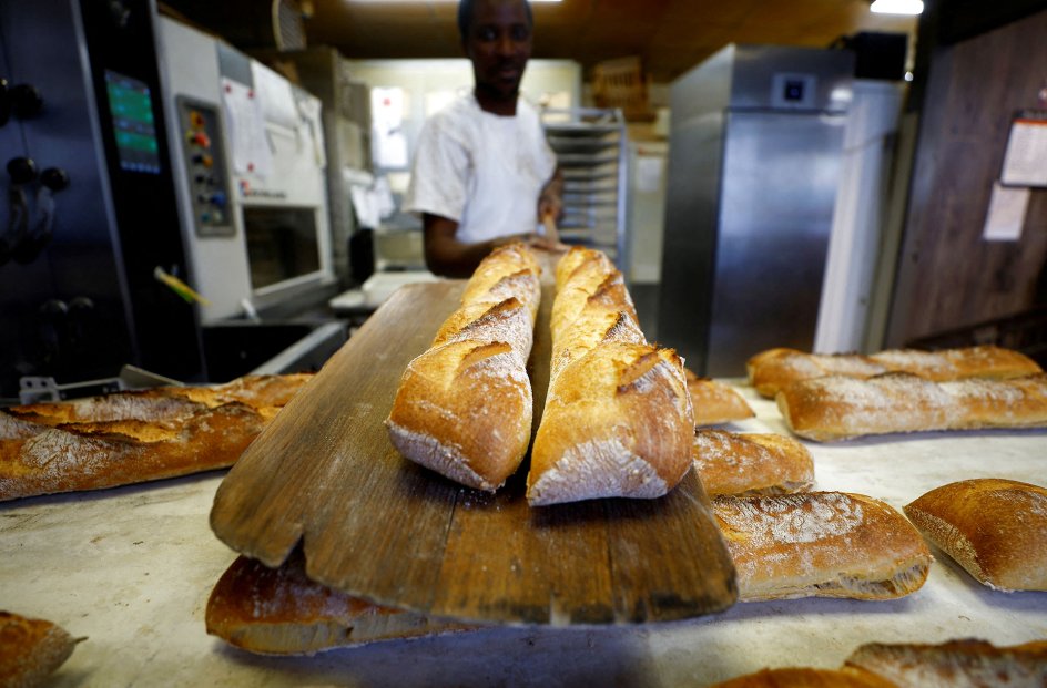 Baguettes i fransk bager i Nice. 