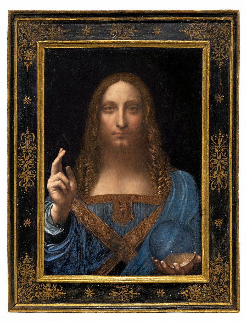 Leonardo da Vinci, tilskrevet: ”Salvator Mundi”.