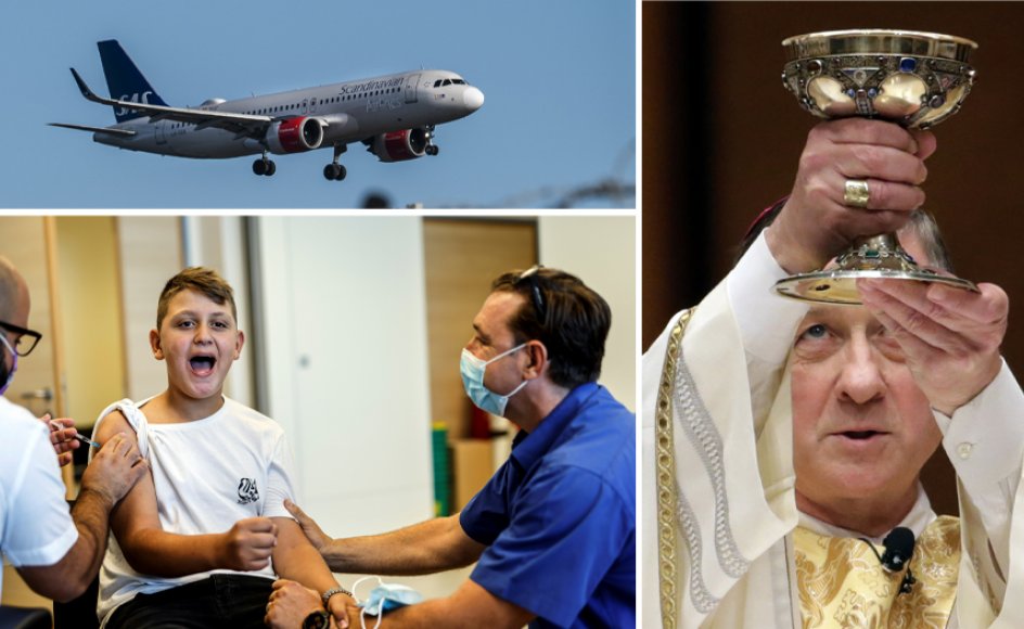 Israelsk dreng modtager coronavaccine, SAS-fly lander ved Kastrup Lufthavn, og nadverritual i kirke i Chicago.