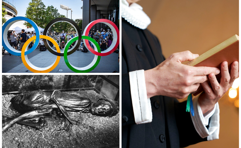 Tollundmanden spiste byggrød og fisk, før han angiveligt døde i en menneskeofring. Smittetallene vækker bekymring i Japan kort før starten på De olympiske lege, mens danske kirkefolk går i rette med regeringens flygtningepolitik.