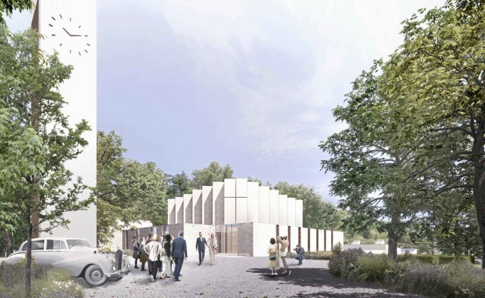 Skanderborgs nye kirke forventes at være færdig i 2024.
