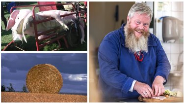 Der skal fyres op med halm i Rostrup. Og på Østerbro i København er der blevet stjålet en rød fareboks, der skal sende et budskab. Til højre ses Jesper Bergholdt, der gerne vil blive på Livø.
